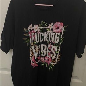 Spencer's Black Floral Graphic Tee